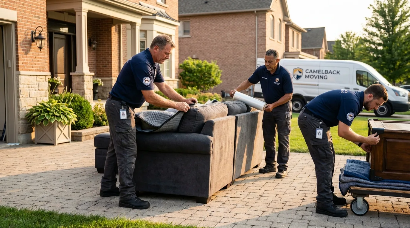 Large estate moving crew wrapping furniture in Troup, TX